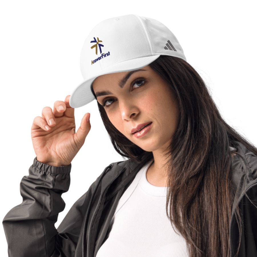 AnswerFirst Square Logo Performance Hat - White